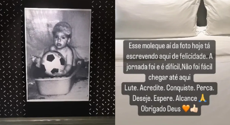 O goleiro Ederson já mostrava que era bom de defender a bola desde a época em que era bebê. O jogador postou uma mensagem emocionada no Instagram