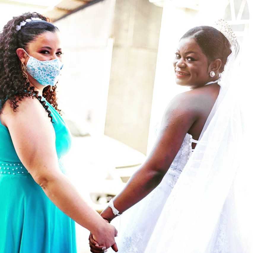 Edna e Mevi no dia em que a haitiana se casou