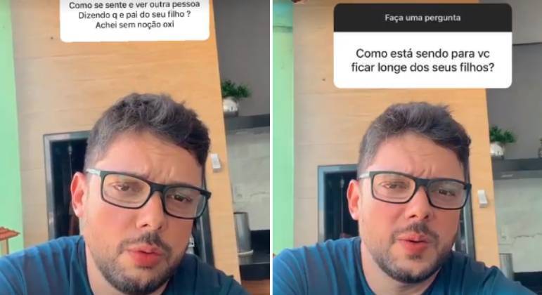 Eduardo Costa chama enteado de filho,
 e pai biológico se incomoda