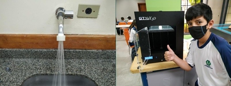 Bicos arejadores criados com auxílio de uma impressora 3D, como mostra o aluno Igor Juliani