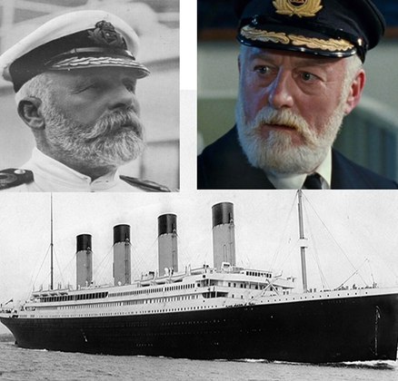 Edward Smith (interpretado por Bernard Hill) - O capitão do Titanic tinha 62 anos, sendo 40 de experiência em navegação. Morreu no naufrágio.  