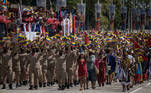 Parte da sociedade civil venezuelana também participou das festividades, celebradas diante da contínua crise econômica e política que o país vive