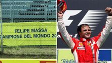 Torcida exibe faixa em apoio a Massa no GP da Itália: 'Campeão do mundo de 2008'