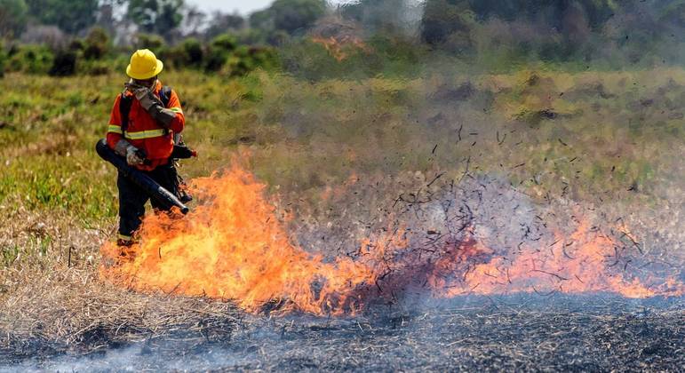 Incêndio florestal na região do Pantanal no início de setembro