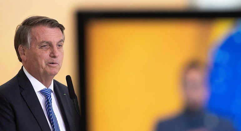 O presidente Jair Bolsonaro, em evento no Palácio do Planalto