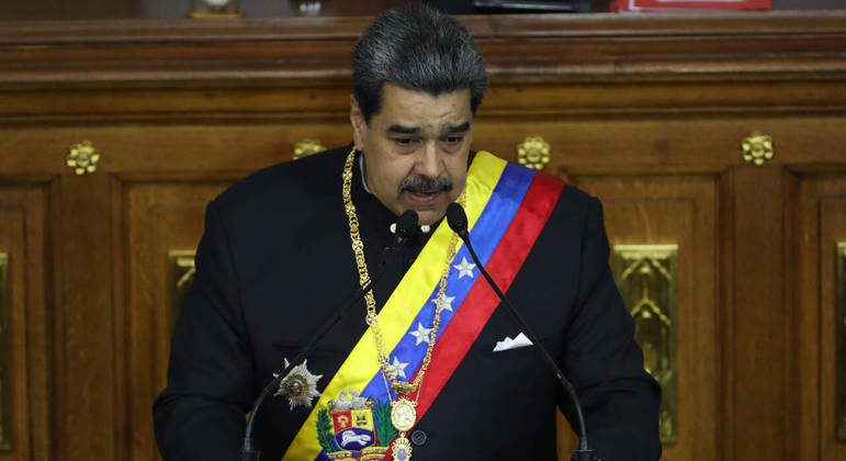 O presidente da Venezuela, Nicolás Maduro, em discurso na Assembleia Nacional