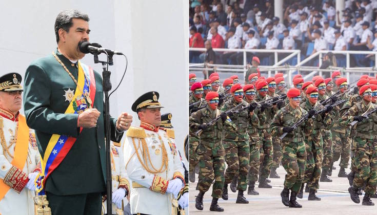 A ditadura da Venezuela, comandada por Nicolás Maduro, comemorou, na última quarta-feira (5), os 212 anos de independência da Espanha com um desfile militar