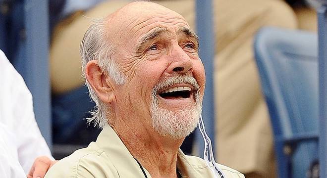 Nesta imagem de 2012, Sean Connery assiste a partida de tênis do US Open