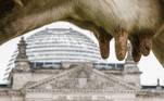 As vacas leiteiras eram maioria no protesto em frente ao parlamento alemão