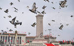Beijing (China), 01/07/2021.- A handout photo made available by Xinhua News Agency shows doves being released to the sky at Tiananmen Square during a celebration marking the 100th founding anniversary of the Chinese Communist Party at Tiananmen Square in Beijing, China, 01 July 2021. China celebrates on 01 July the 100th anniversary of the founding of the ruling Chinese Communist Party (CCP). EFE/EPA/XINHUA/SUN FEI -- MANDATORY CREDIT -- HANDOUT EDITORIAL USE ONLY/NO SALES