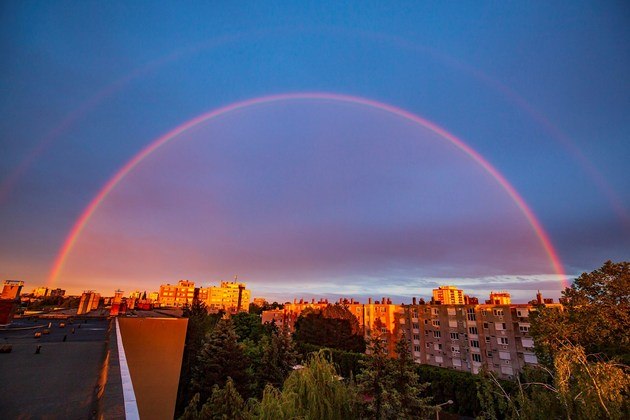 Nagykanizsa (Hungary), 23/05/2021.- A rainbow is seen above Nagykanizsa during sunset, Hungary, 23 May 2021 (issued 24 May 2021). (Hungría) EFE/EPA/Gyorgy Varga HUNGARY OUT
