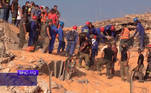 Beirut (Lebanon), 07/08/2020.- A handout still photo taken from video footage made available by the Russian Ministry for Civil Defence, Emergencies and Elimination of Consequences of Natural Disasters (EMERCOM of Russia) shows rescues taking part in the search for bodies and survivors among the ruins of explosions in Beirut, Lebanon (issued 07 August 2020). According to the Lebanese Health Ministry, at least 137 people were killed, and more than 5,000 injured in the blast on 04 August which is believed to have been caused by an estimated 2,750 of ammonium nitrate stored in a warehouse. (Líbano, Rusia) EFE/EPA/EMERCOM OF RUSSIA HANDOUT BEST QUALITY AVAILABLE HANDOUT EDITORIAL USE ONLY/NO SALES