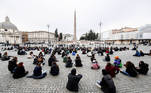 Rome (Italy), 15/01/2021.- High school students protest against distance learning in Piazza del Popolo, Rome, Italy, 15 January 2021. (Protestas, Italia, Roma) EFE/EPA/FABIO FRUSTACI