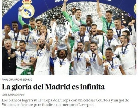 EL PAÍS (Espanha): 'A glória do Madrid é infinita'