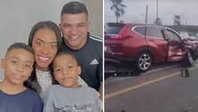 Cantora gospel Elaine Martins escapa de acidente grave de carro com o marido e os filhos nos EUA