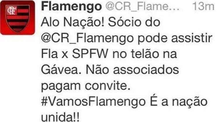 Em 2013, o perfil oficial do Flamengo cometeu uma gafe bastante polêmica ao promover o jogo contra o São Paulo. Ao invés de usar a sigla SPFC, o perfil usou SPFW, significado de São Paulo Fashion Week, uma conotação homofóbica usada por rivais.