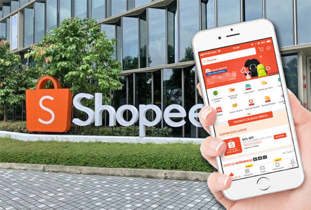 Em 3º lugar, a Shopee, com 144 milhões. A empresa fundada em 2015 é sediada em Singapura. 