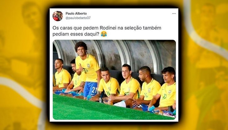 Em alta, Rodinei e Pedro Raul protagonizam brincadeiras envolvendo a Seleção Brasileira.