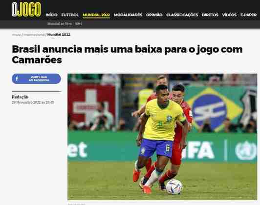 Em Portugal, um dos únicos países a repercutir a Seleção Brasileira, com a noticia da lesão de Alex Sandro, que será desfalque contra Camarões na última rodada da primeira fase.