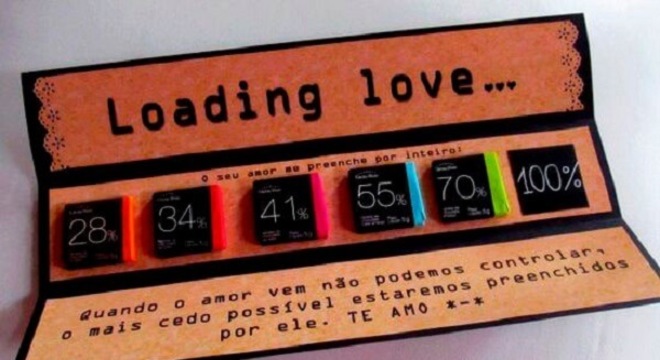 Embalagem com chocolate criativo para o dia dos namorados