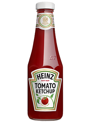 Embalagem do ketchup Heinz vendido na Inglaterra, com brasão da rainha Elizabeth