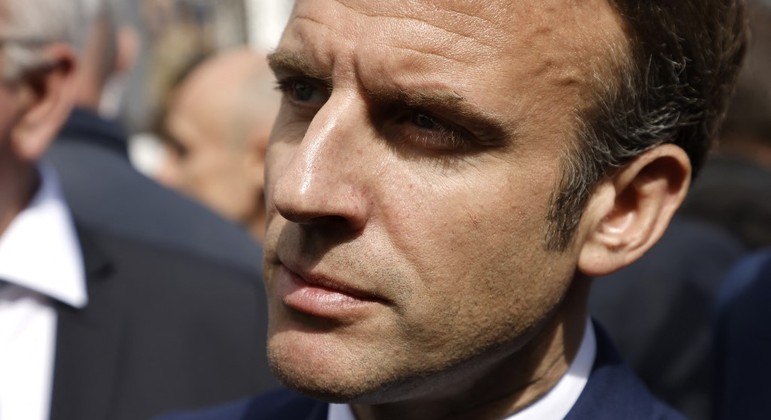 Presidente da França, Emmanuel Macron, em aparição pública