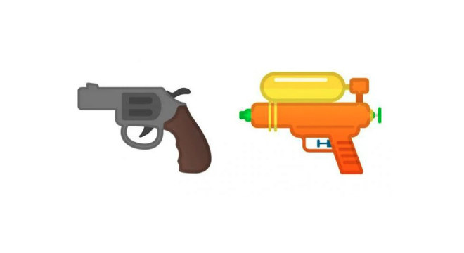Novo emoji de arma de brinquedo do Google que susbtituiu o emoji de revólver