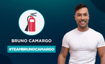 Bruno Camargo optou pelo emoji de Extintor de Incêndio, fazendo clara referência ao personagem que o tornou conhecido: o bombeiro! Será que ele vai apagar muitos incêndios na Mansão? Ou é quem vai botar fogo? Vamos aguardar...