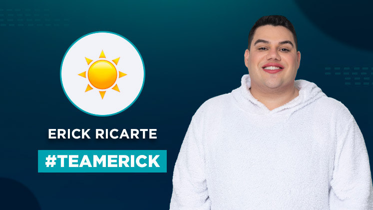 Érick Ricarte escolheu o Sol como emoji. Além de combinar com a personalidade expansiva do participante, o astro-rei também já deixa o recado que o jornalista quer passar: 
