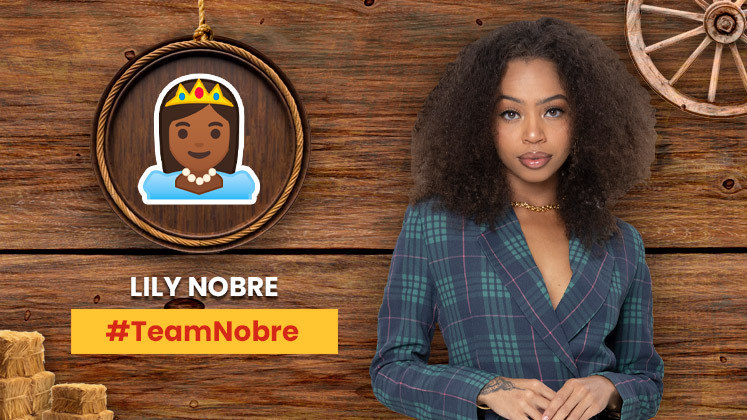 Lily Nobre optou por uma princesa como ícone. O emoji vem carregado de simbolismo, segundo as redes sociais da cantora, simboliza a família Nobre e todas as pessoas que assumem o black power como a coroa dos seus ancestrais. A #TeamNobre também homenageia a família da peoa