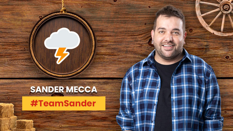 Sander Mecca adotou o emoji de tempestade nas redes sociais, além da nuvem com raio, o cantor também usa o furacão como seu símbolo. A torcida agita a internet com #TeamSander