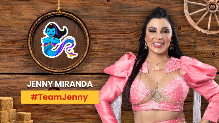 Jenny Miranda brincou com a sonoridade do seu apelido e apostou em uma gênia como ícone, fazendo referência à série Jeannie é um Gênio. A influenciadora adotou #TeamJenny na internet