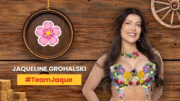 Jaquelline Grohalski mergulhou na natureza e optou pela flor cor-de-rosa como emoji. A cantora agita os fãs nas redes sociais com a #TeamJaque