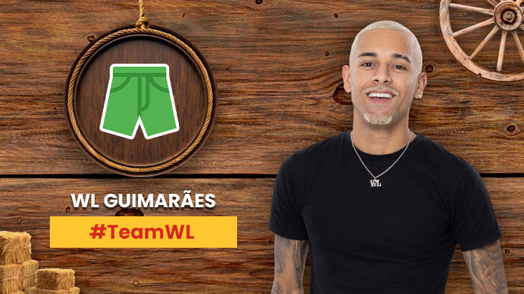 WL Guimarães elegeu uma bermuda como seu símbolo no reality rural. A torcida animada se pronuncia através da #TeamWL