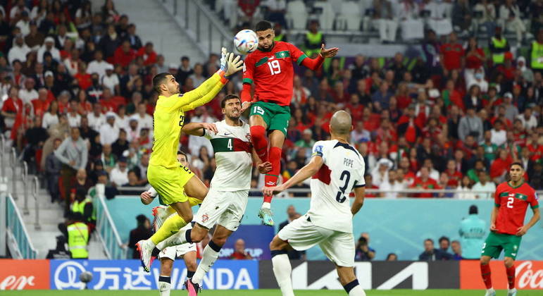 En-Nesyri atingiu incríveis 2,75 metros de altura para marcar o gol contra Portugal

