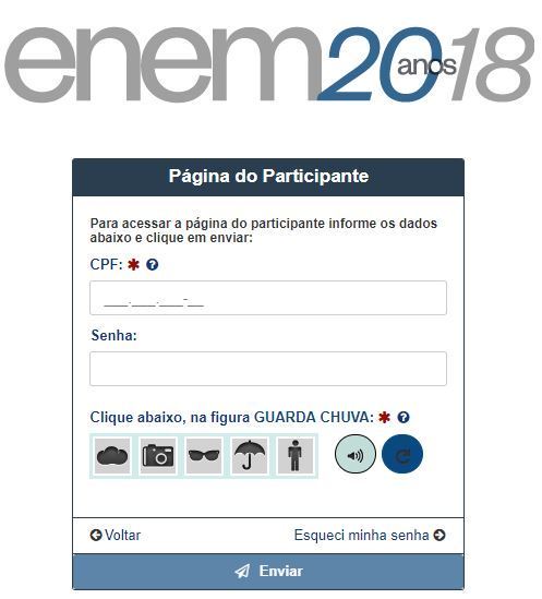 Candidato deve informar o CPF e a senha para acessar as notas individuais do Enem