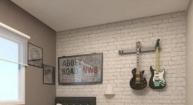 Enfeites para quarto com guitarra na parede