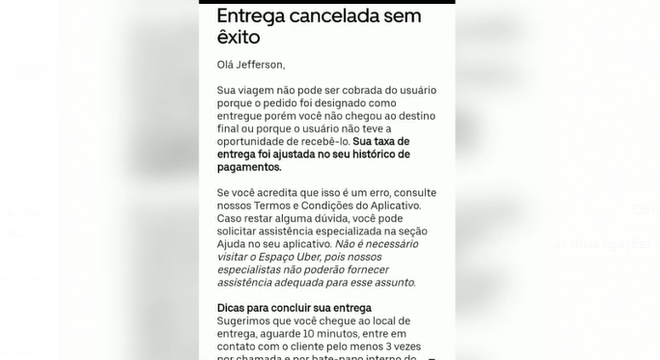 Motoboy comentou sobre tratamento frustrante recebido pelo app