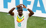 Ismaila Sarr comemora o primeiro gol de Senegal na partida