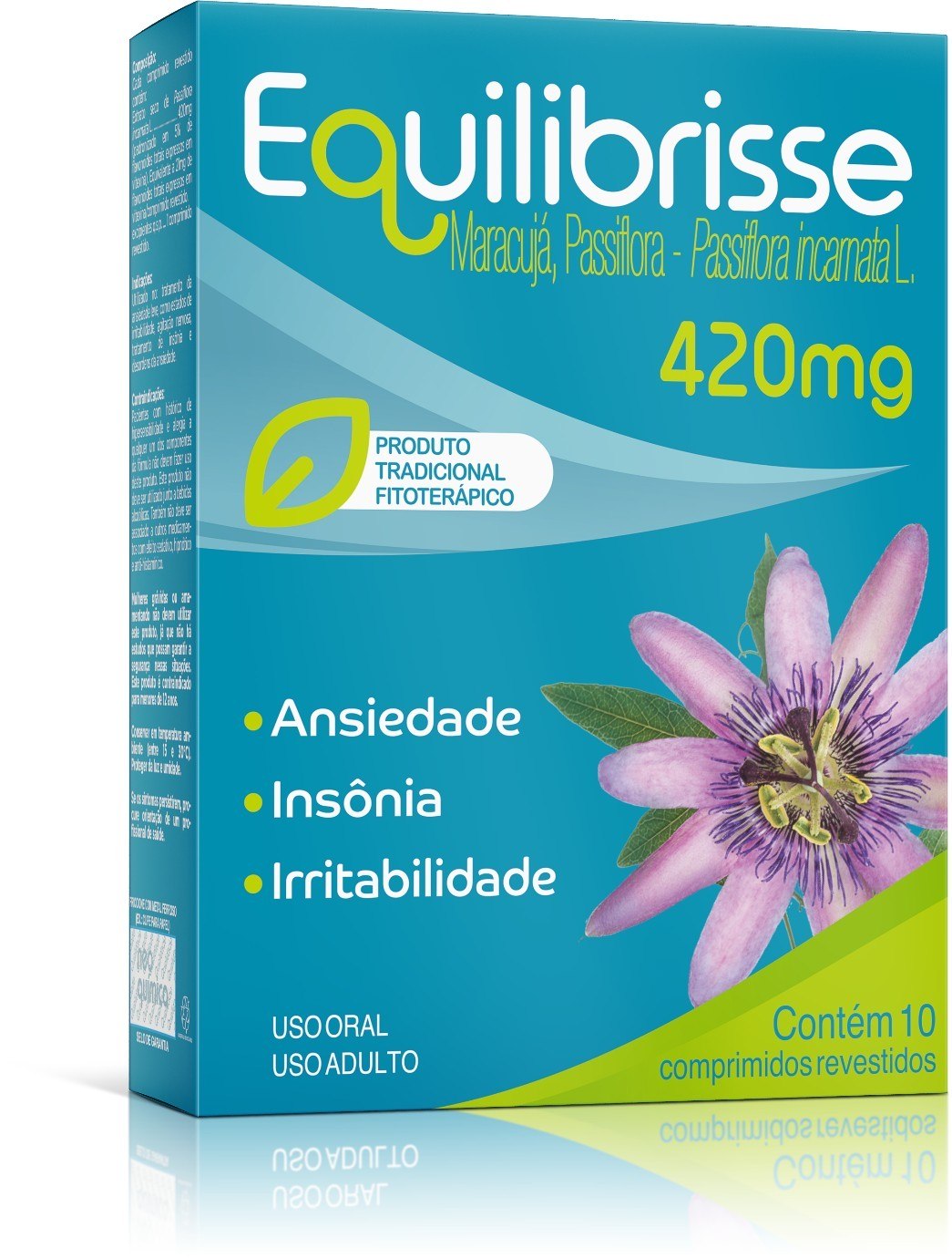 Equilibrisse. Extrato seco de Passiflora incarnata L. Indicações: para o tratamento da ansiedade leve, como estados de irritabilidade, agitação nervosa, tratamento de insônia e desordens da ansie¬dade. MS 1.5584.0575. SE PERSISTIREM OS SINTOMAS, O MÉDICO DEVERÁ SER CONSULTADO. Outubro/2021