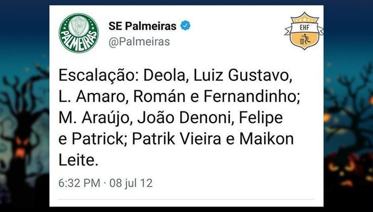 Equipe alternativa do Palmeiras em 2012, ano do rebaixamento para a Série B (mas campeão da Copa do Brasil).