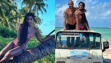Erika Januza arrasa de biquíni neon e transparente durante viagem com o novo namorado para Alagoas