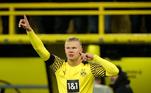 1º - Erling Haaland (Borussia Dortmund)Nacionalidade: norueguesaIdade: 21 anosValor: R$ 950 milhões