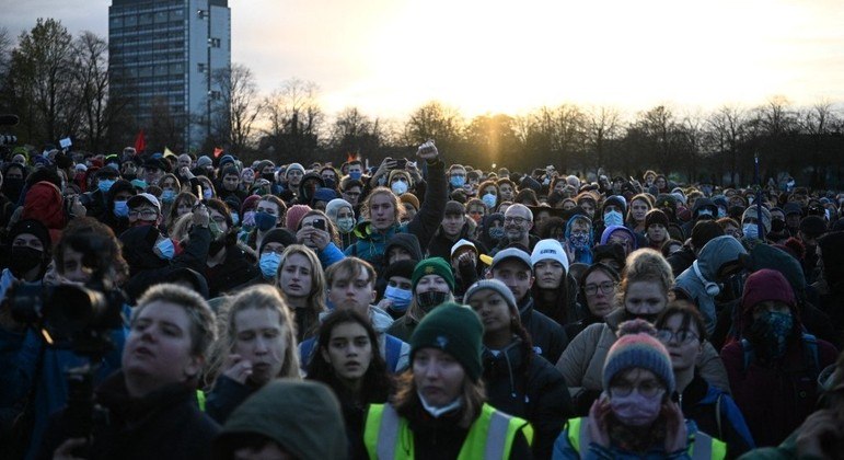 Manifestantes se reuniram em Glasgow para protestar

