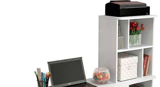 escrivaninha suspensa - escrivaninha com estante e nichos