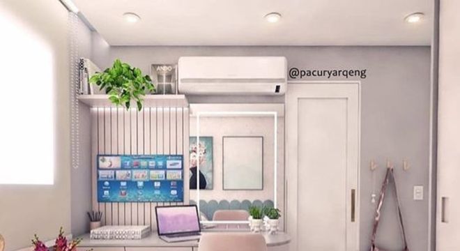 escrivaninha suspensa - escrivaninha com gavetas e painel para TV 