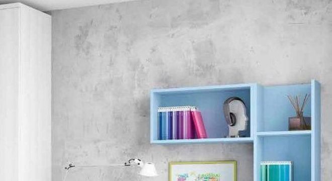 escrivaninha suspensa - escrivaninha em estante azul