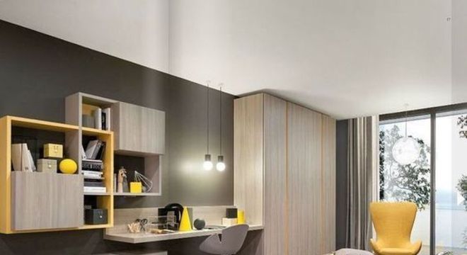 escrivaninha suspensa - quarto planejado com escrivaninha suspensa
