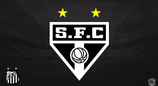 Escudo do Santos com o formato do escudo do So Paulo