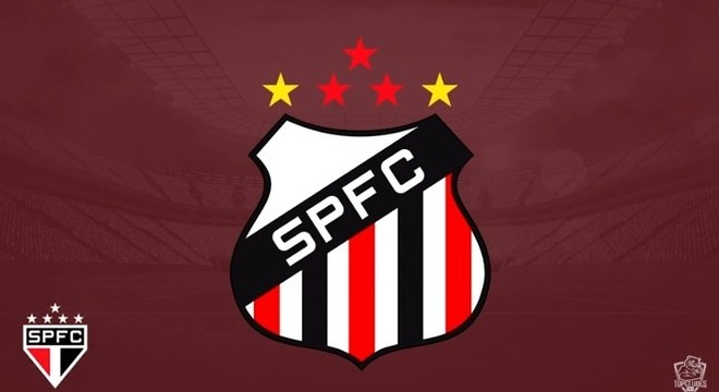 Escudo do So Paulo com o formato do escudo do Santos
